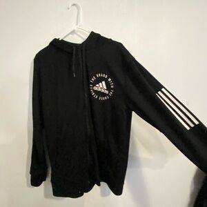 Adidas Black Hoodie with White Stripes